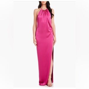 Elegant Pink Halter Maxi Dress